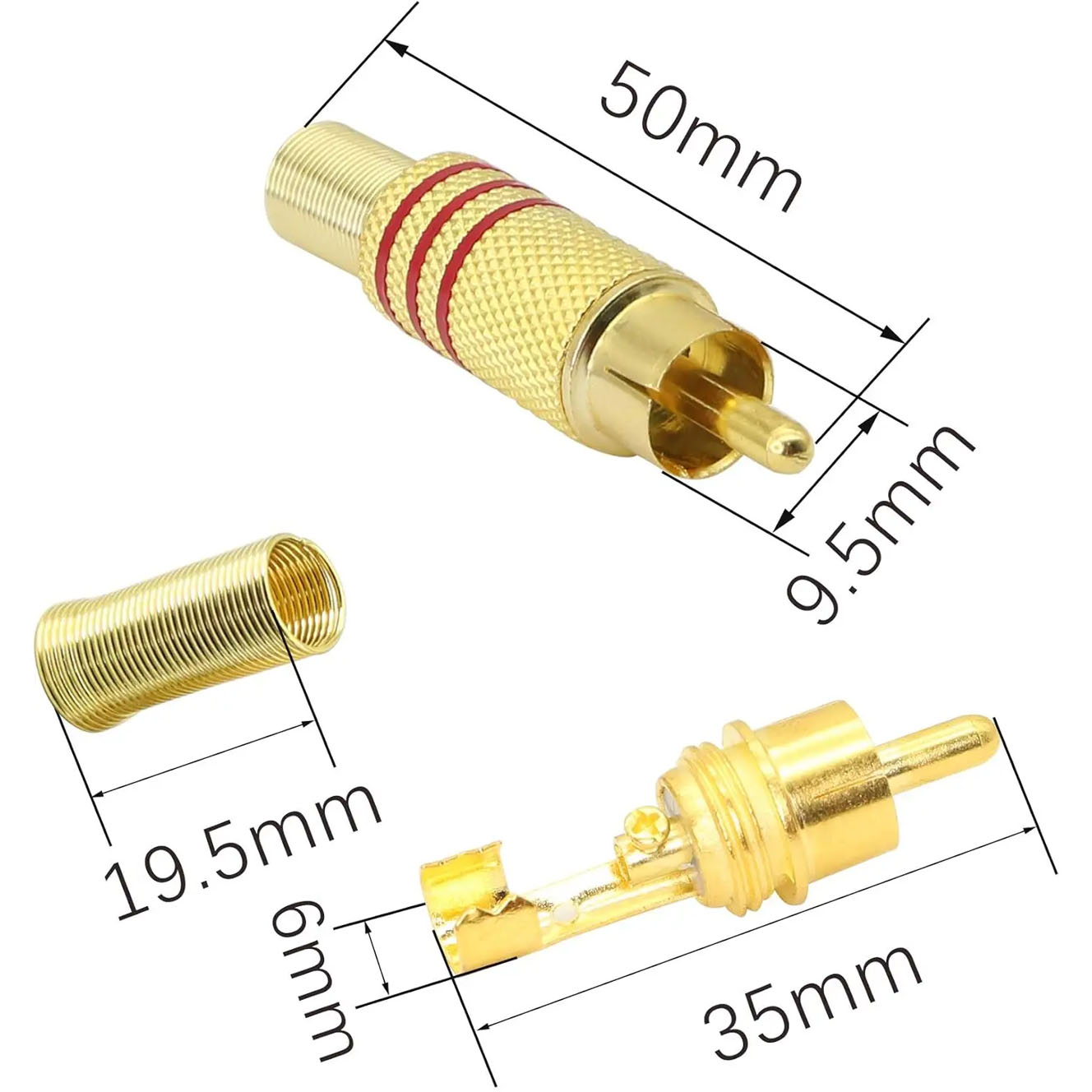 4PCS RCA Plug Gold Plated Sold - Audio Home Cinema 评论和价格